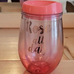 Rose All Day" Wine Tumbler with Lid